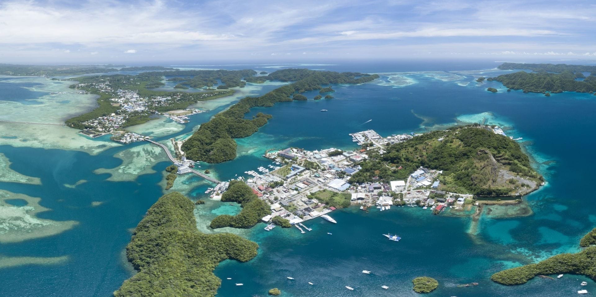 Palau Aerial photograph, ocean, islands and housing
